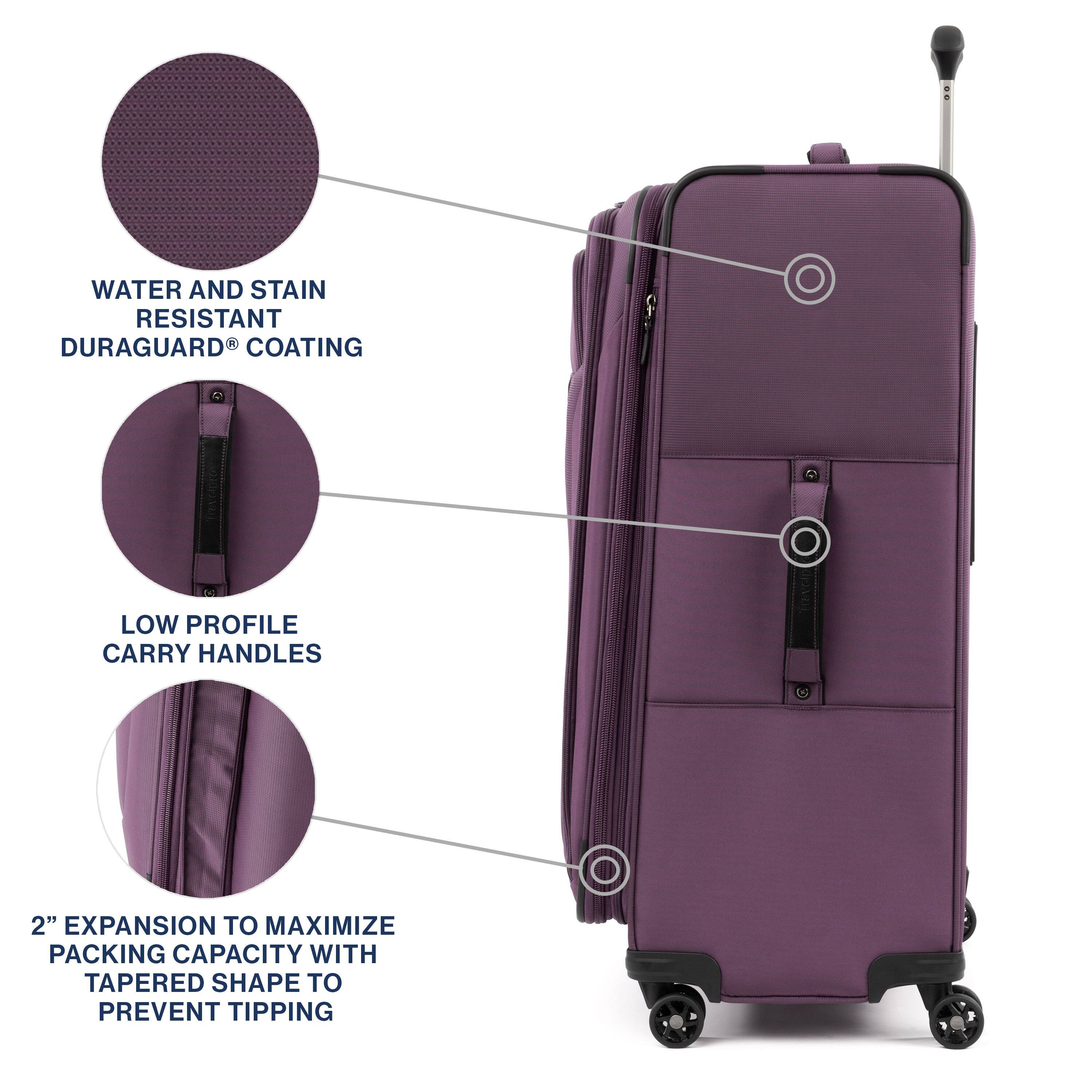 WATER AND STAIN RESISTANT DURAGUARD® COATING  
LOW PROFILE CARRY HANDLES  
2" EXPANSION TO MAXIMIZE PACKING CAPACITY WITH TAPERED SHAPE TO PREVENT TIPPING