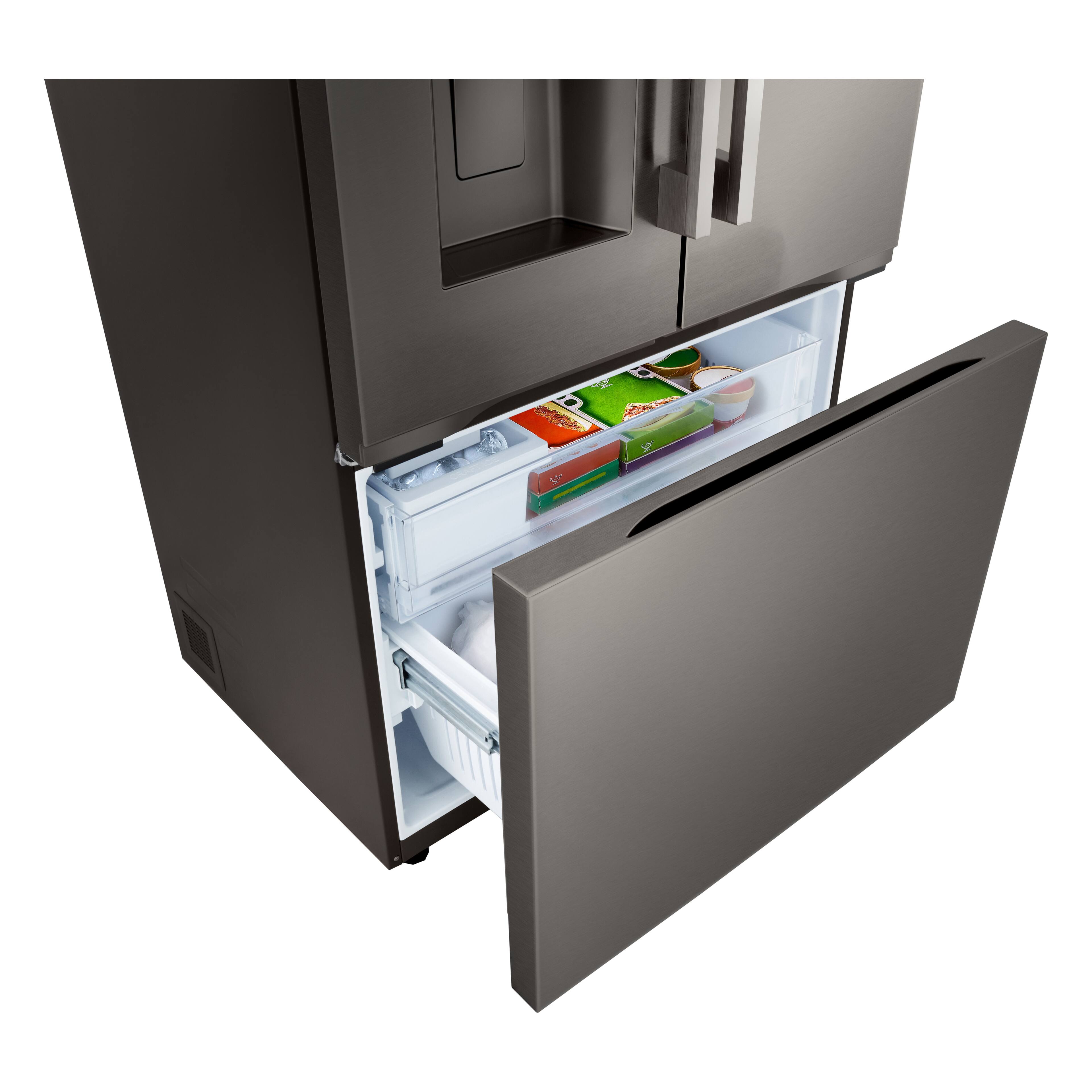 Alt View 28. LG - 36-in Counter-Depth MAX 23.7 Cu. Ft. French Door Smart Refrigerator with Zero Clearance and Dual Ice - PrintProof Black Stainless Steel.