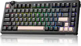 REDRAGON - K777 75% Wireless Gasket Mechanical Keyboard with Knob,Hot Swappable RGB Backlit Gaming Keyboard for PC/Mac - Black