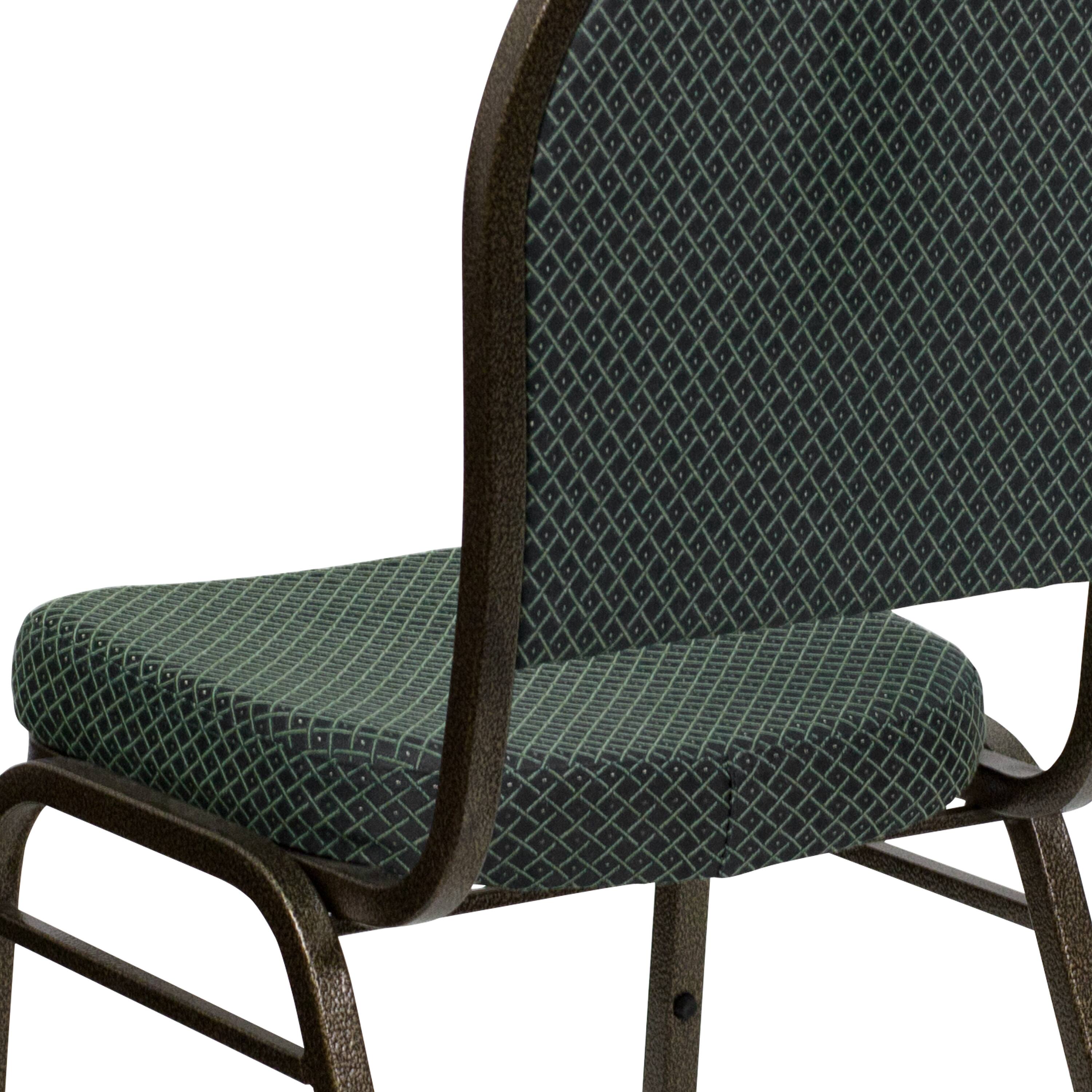 Alt View 9. Emma + Oliver - Dome Back Stacking Banquet Dining Chair - Green Patterned Fabric/Gold Vein Frame.