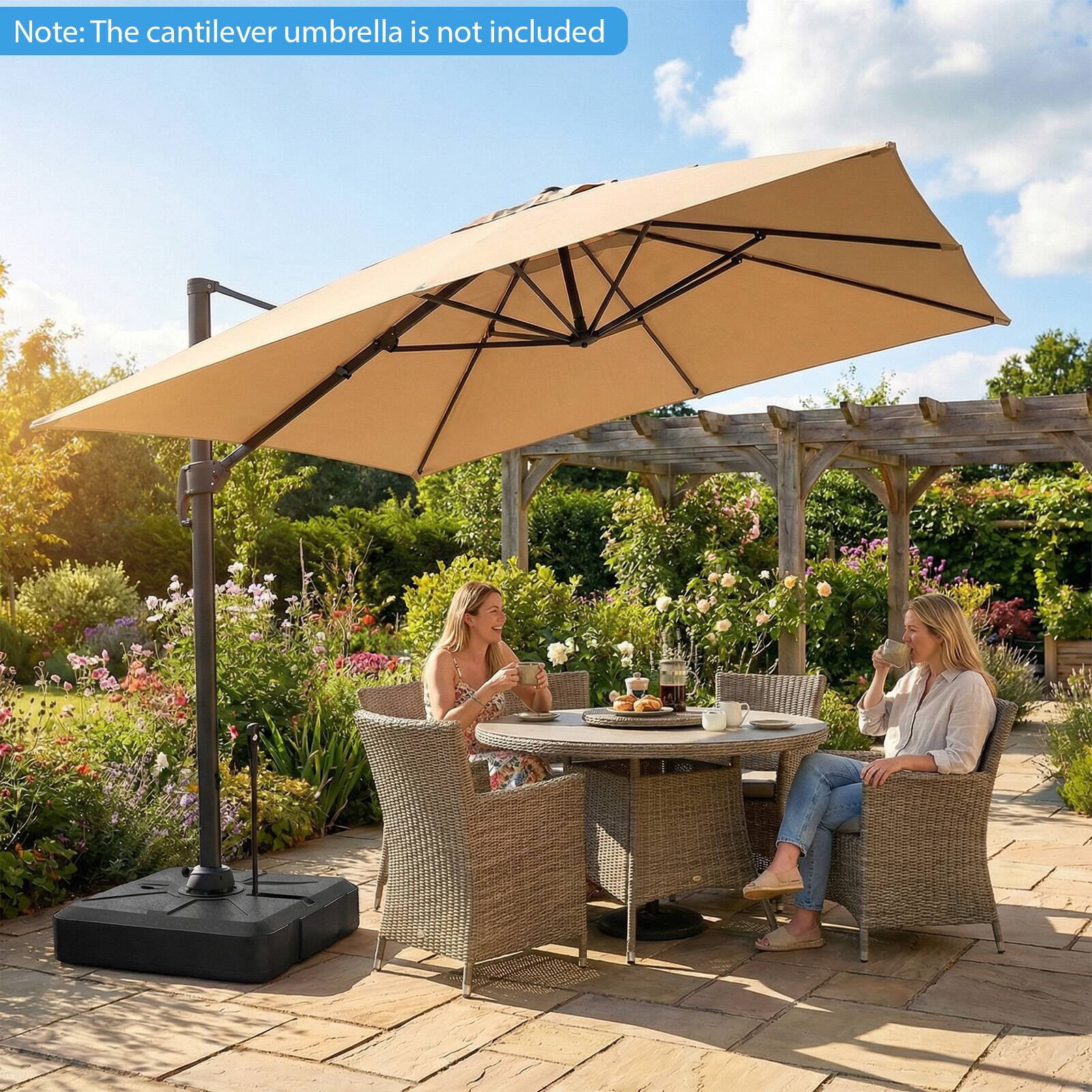 Note: The cantilever umbrella is not included