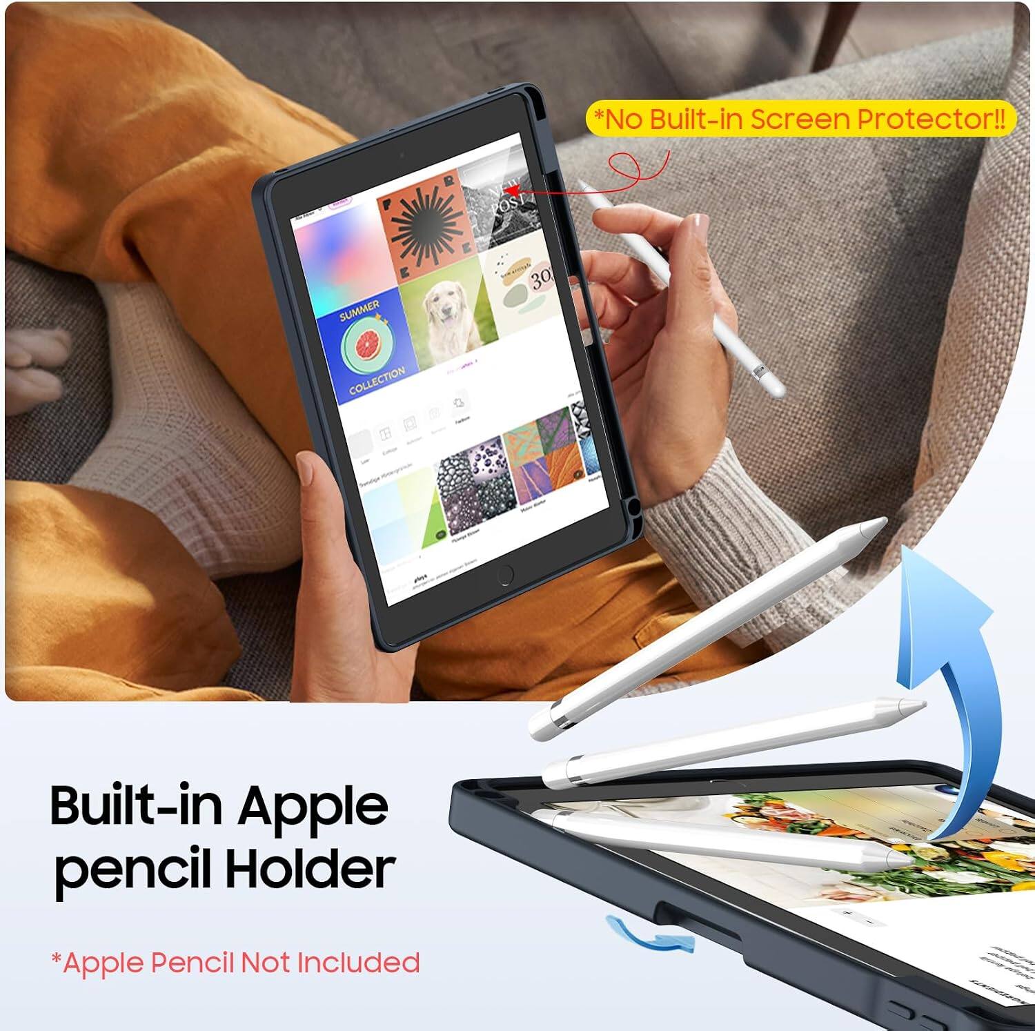 *No Built-in Screen Protector!!  
POST SUMMER 30 COLLECTION  
Built-in Apple pencil Holder  
*Apple Pencil Not Included