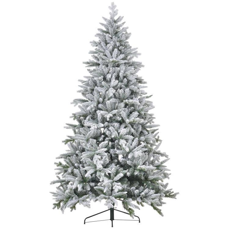 PULUZ - 8ft Artificial Flocked Christmas Tree with Snow Tips, Easy Assembly, Hinged Xmas Tree for Home Office Holiday - Green