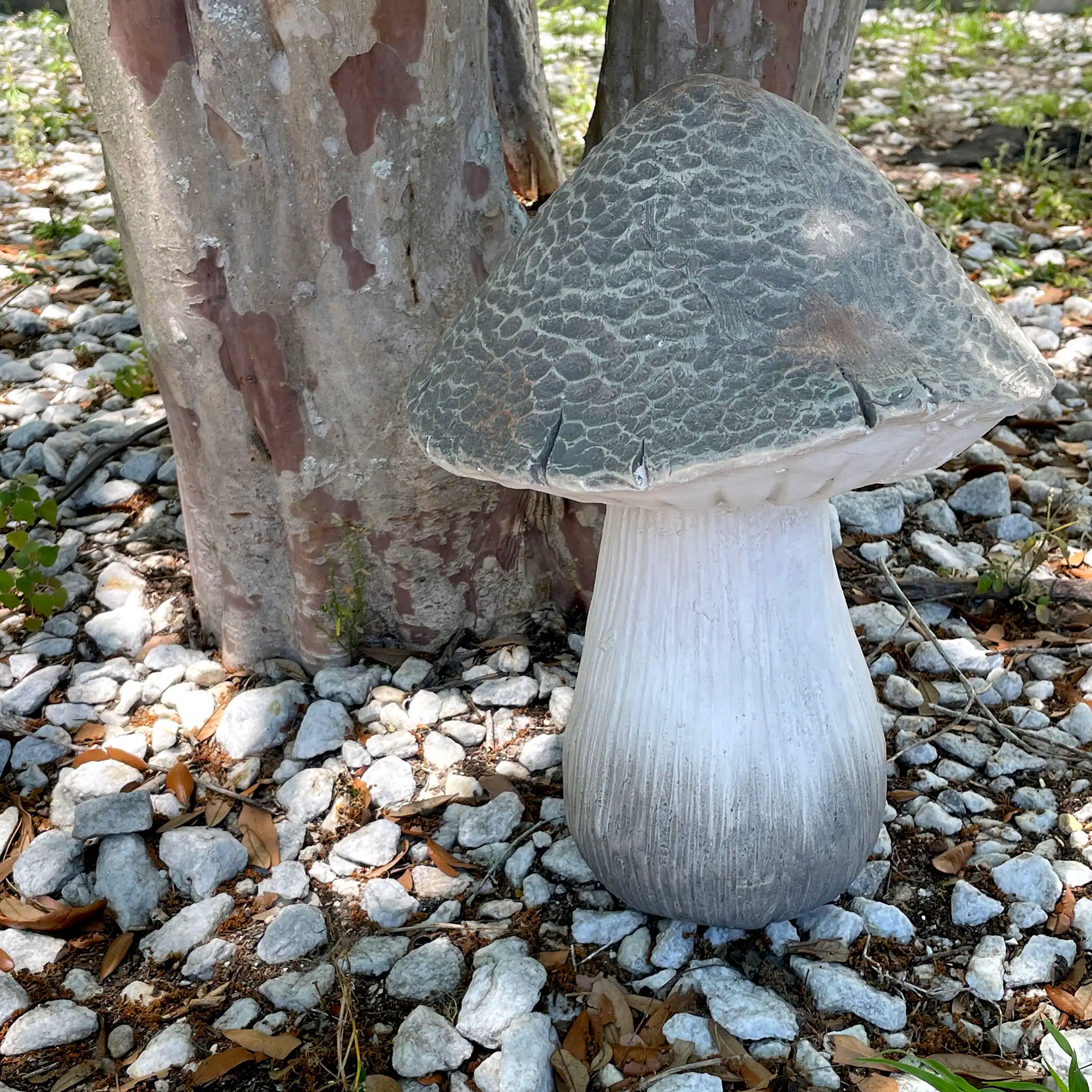 Alt View 5. Zeckos - Mushroom Statue 14" Tall, Magnesium Oxide Indoor Outdoor Garden Decor - Off-White.