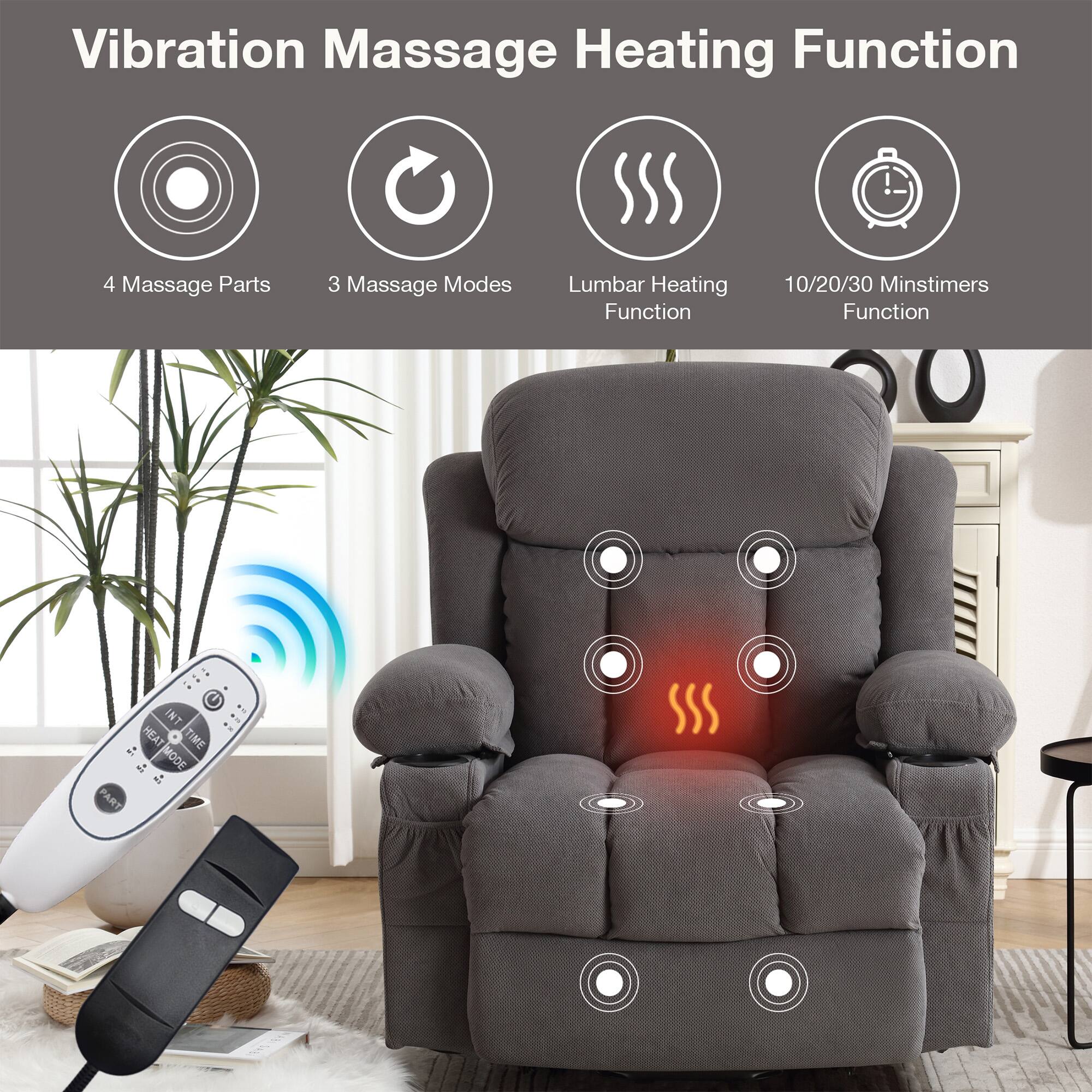 Vibration Massage Heating Function

- 4 Massage Parts
- 3 Massage Modes
- Lumbar Heating Function
- 10/20/30 Minstimers Function

INT HEAT TIME 2 MODE a PART