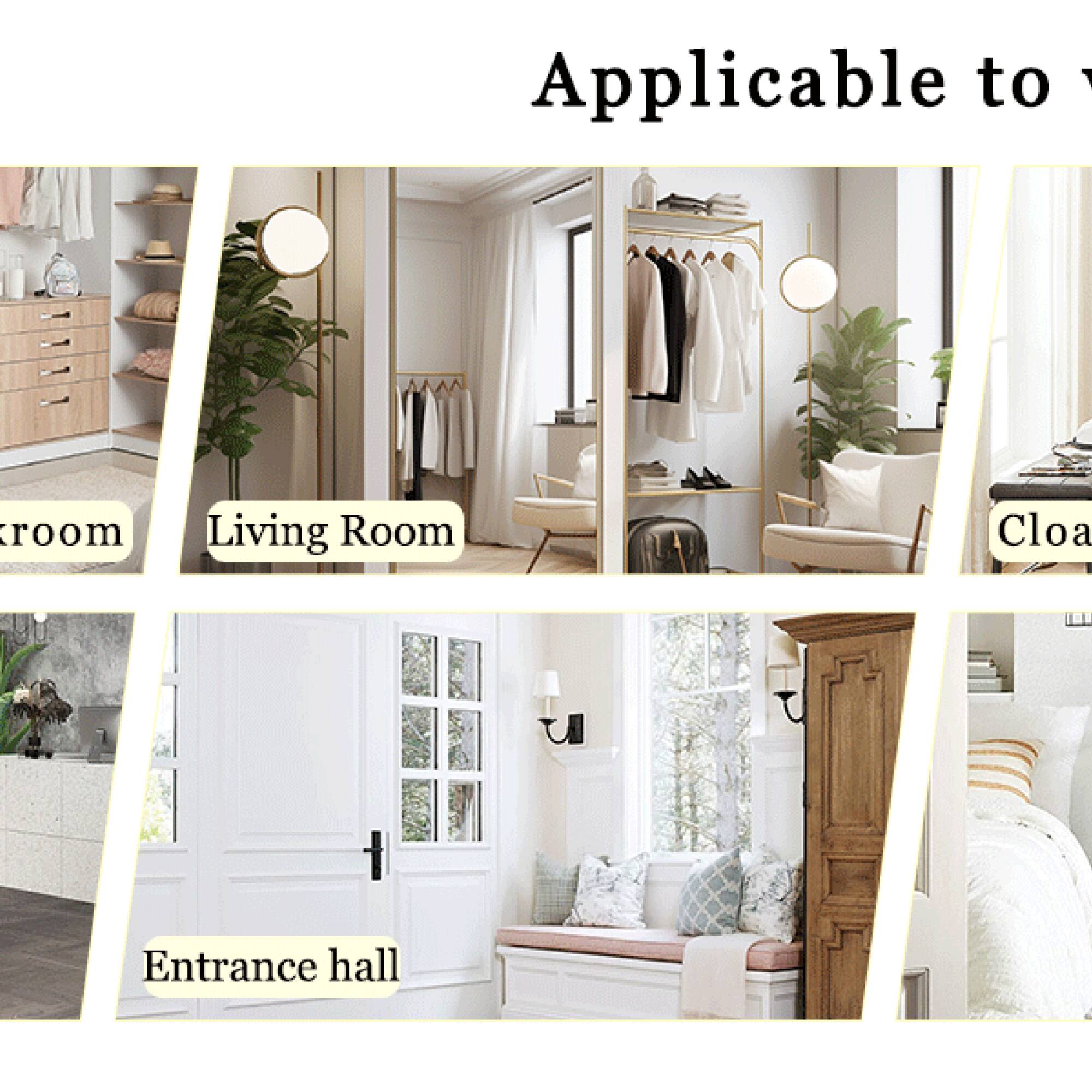 Applicable to:  
- Bedroom  
- Living Room  
- Cloakroom  
- Entrance hall
