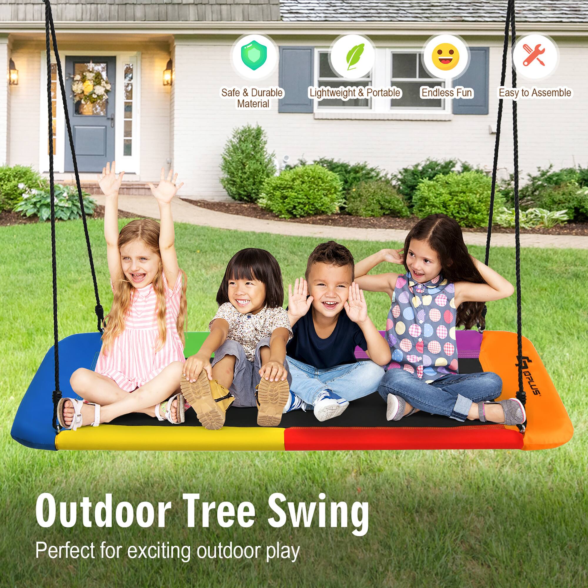 Outdoor Tree Swing  
Perfect for exciting outdoor play  

- Safe & Durable Material  
- Lightweight & Portable  
- Endless Fun  
- Easy to Assemble