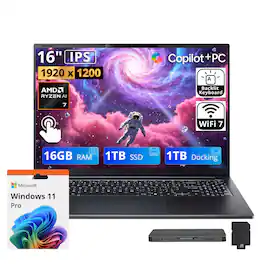 Acer - Upgraded - Swift Go 16 AI 16" WUXGA Touchscreen Laptop,AMD Ryzen AI 7 445,16GB RAM,1TB SSD+1TB Dock,Backlit,Win 11 Pro - Black