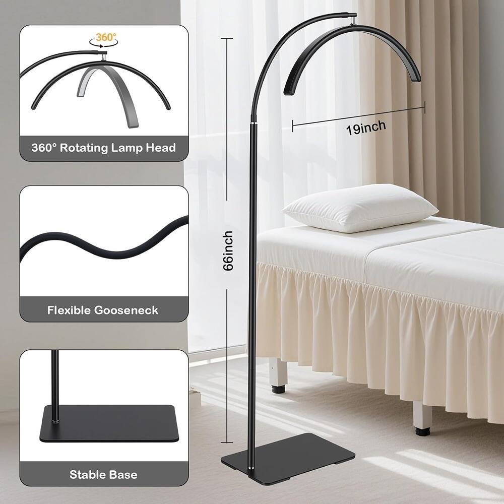 360° Rotating Lamp Head  
19 inch  
66 inch Flexible Gooseneck  
Stable Base