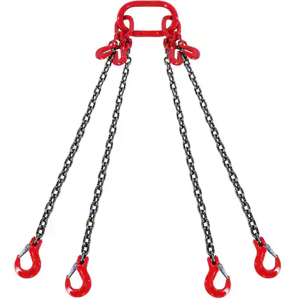 Front. VEVOR - Chain Sling, 1/4 inch x 5 ft Lifting Chains with Hooks, G80 Engine Chain Hoist Lifts - Black + Red.