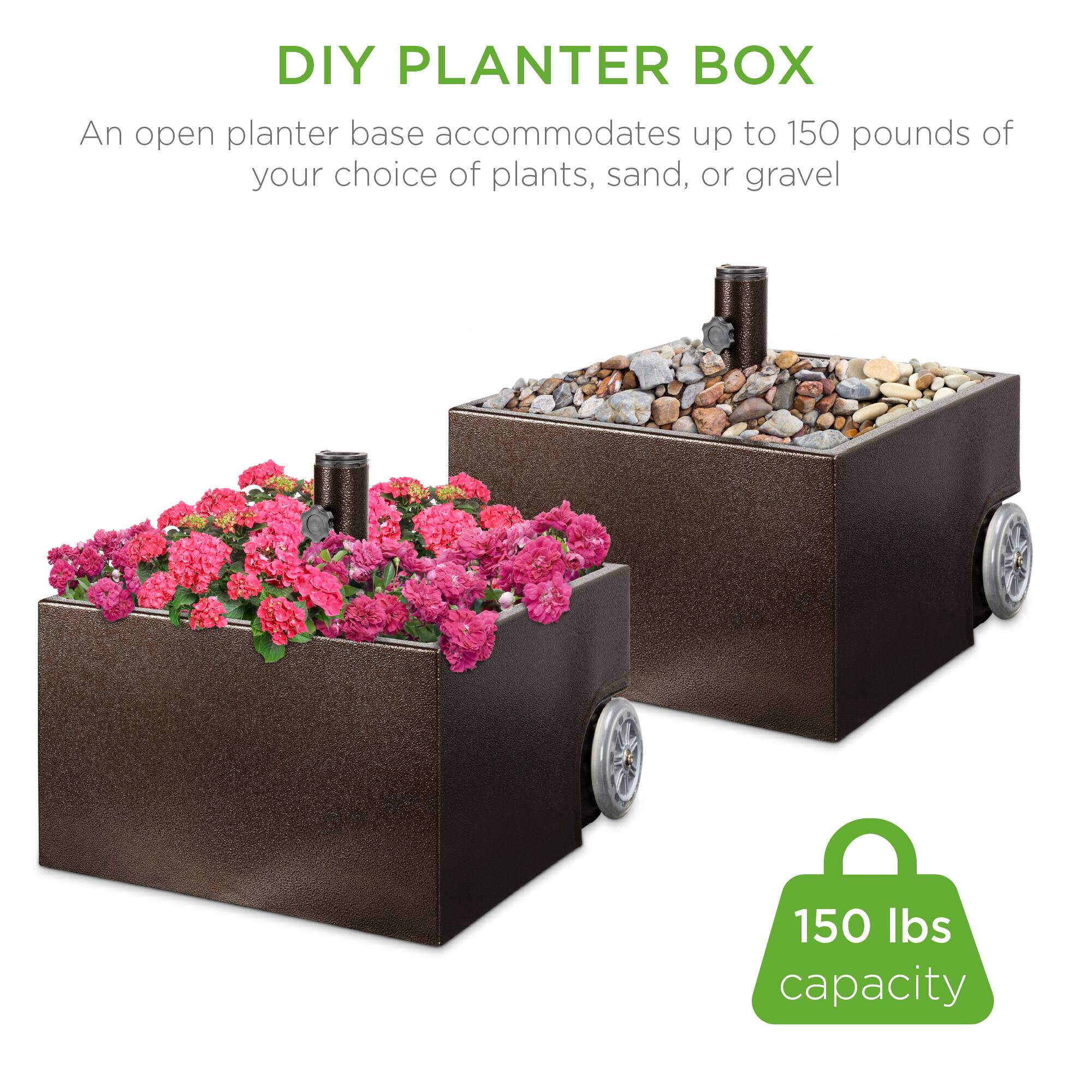 DIY PLANTER BOX

An open planter base accommodates up to 150 pounds of your choice of plants, sand, or gravel

150 lbs capacity