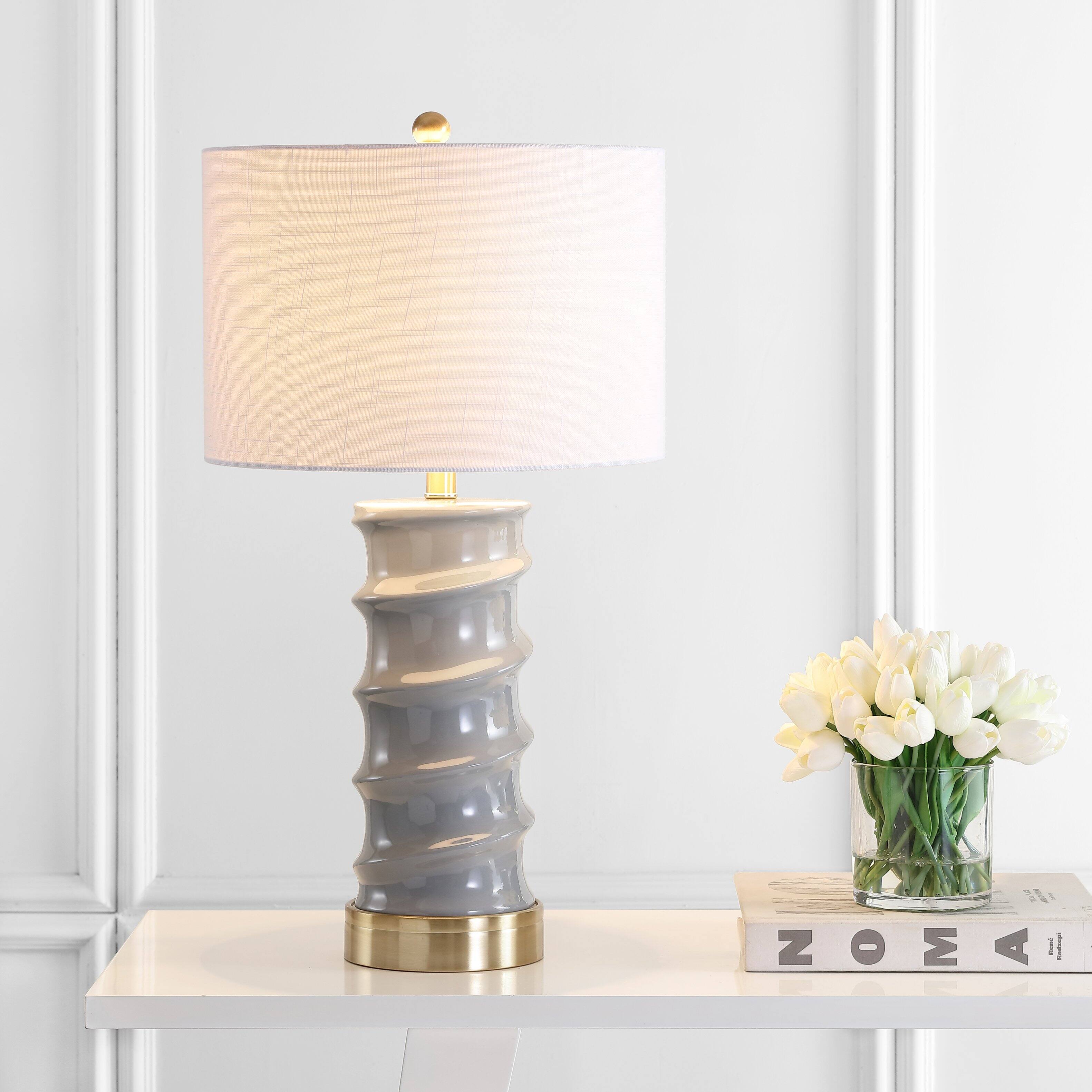 Alt View 1. Jonathan Y - Taipei 28" Ceramic LED Table Lamp, Dark Grey/Gold - Dark Gray.