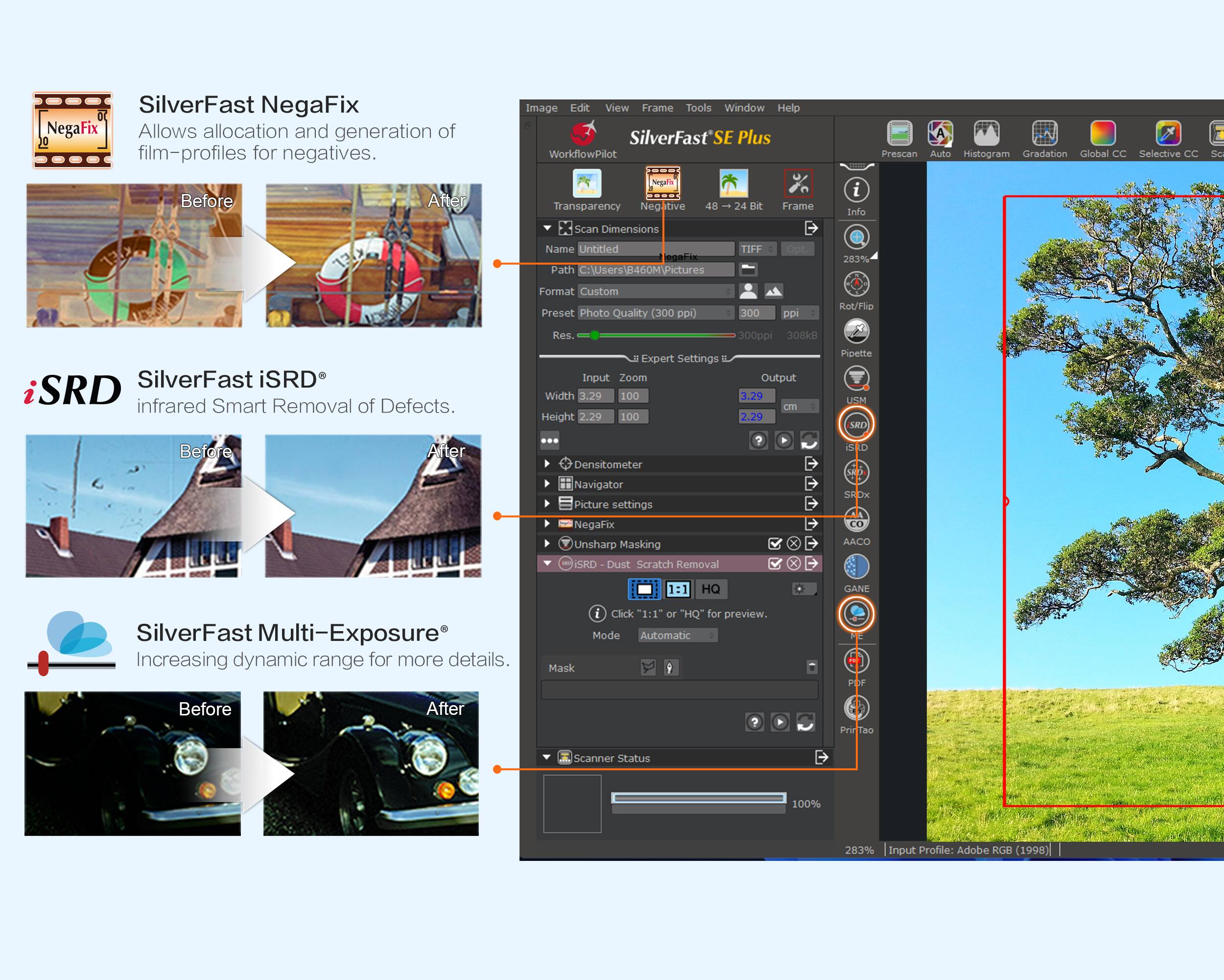 Alt View 4. Plustek - Plustek OpticFilm 8300i SE - 35mm Film Scanner + SilverFast SE Plus 9 , 38% faster then 8200i , Windows and Mac Support.