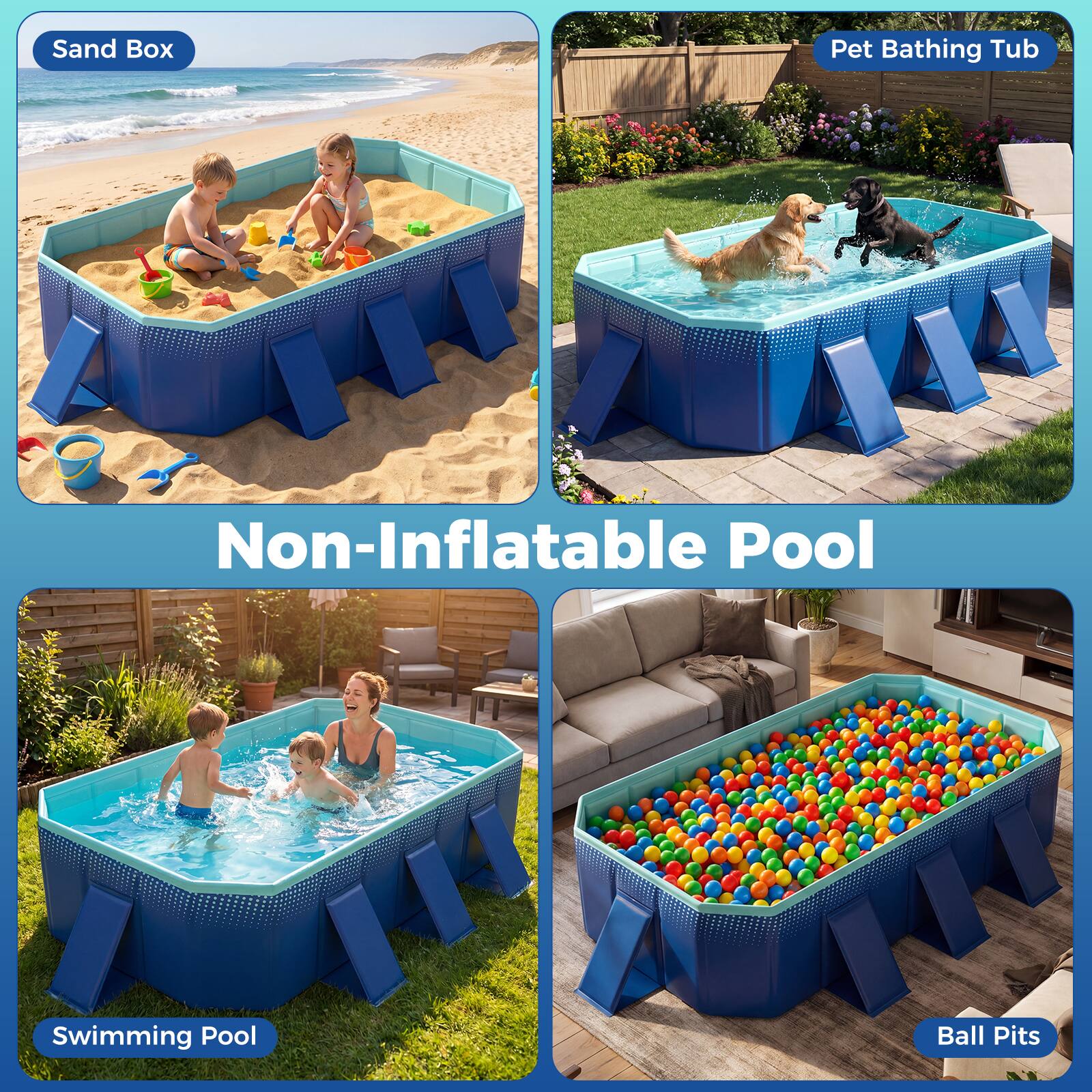 Sand Box Pet Bathing Tub Non-Inflatable Pool Swimming Pool Ball Pits