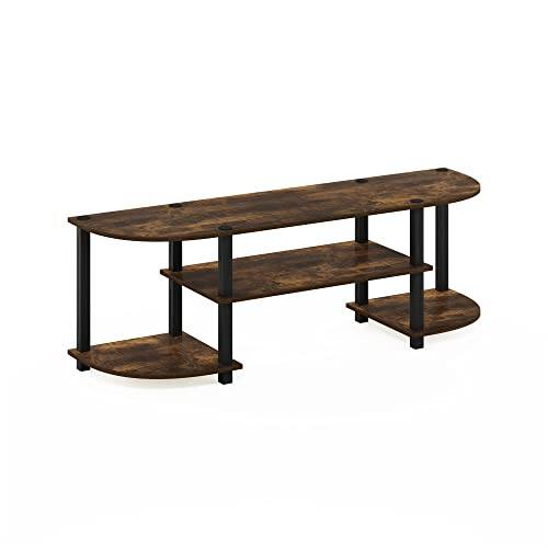 Front. Hirose Alice - Turn-s-tube Wide Tv Entertainment Center Espresso/black Manufactured from WoodImportedSimple stylish design co... - Amber Pine/Black-4-Tiers with Round Corner.