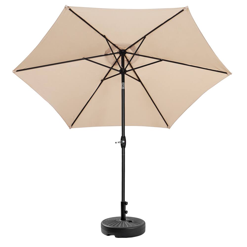 Back. Ainfox - Ainfox 9ft Patio Umbrella With Round umbrella base - Khaki.