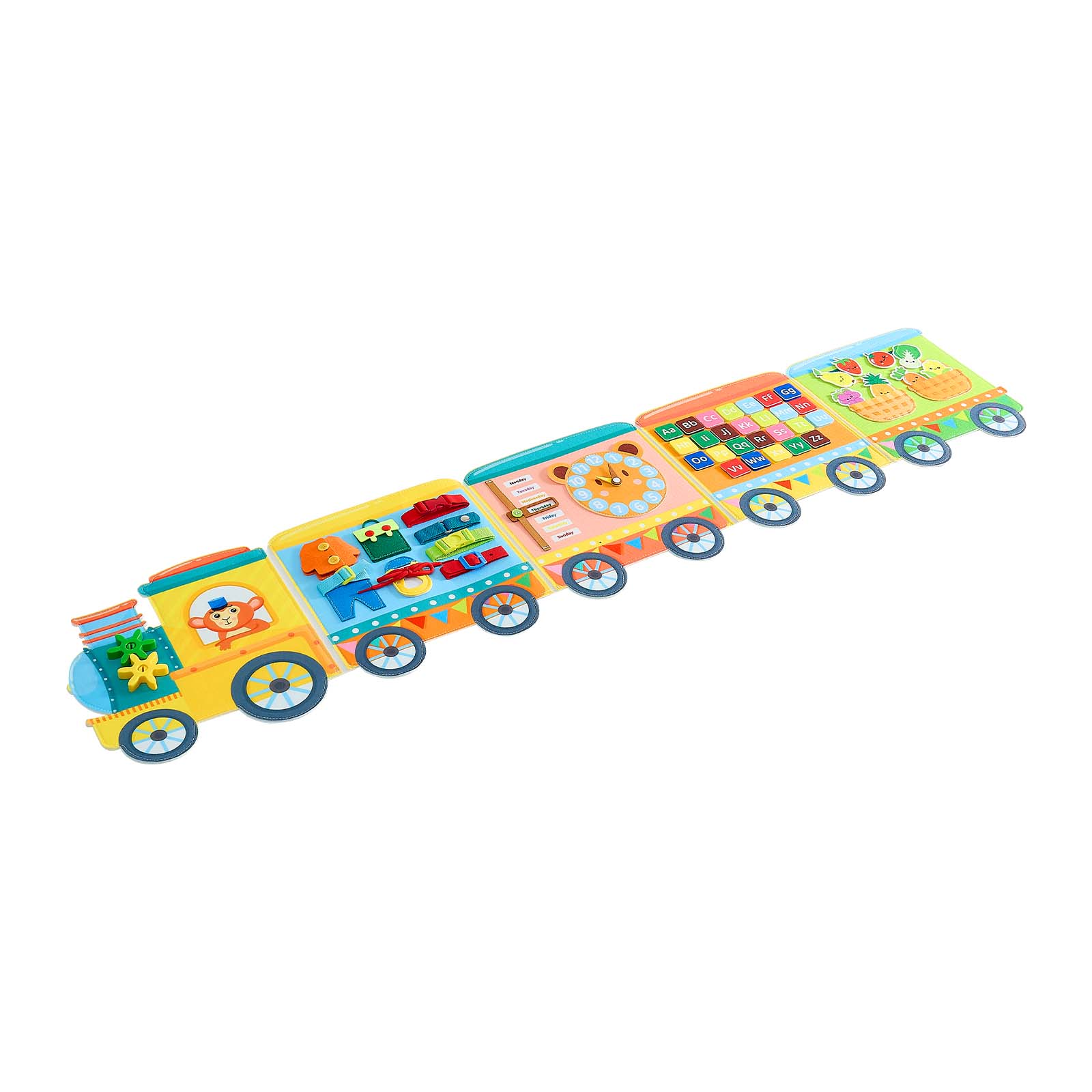 Alt View 5. VEVOR - Felt Wall Busy Board, 14-in-1 Train Foldable Montessori Activity Toys, Travel Daycare, Classroom, Playroom, Home - Multicolor.