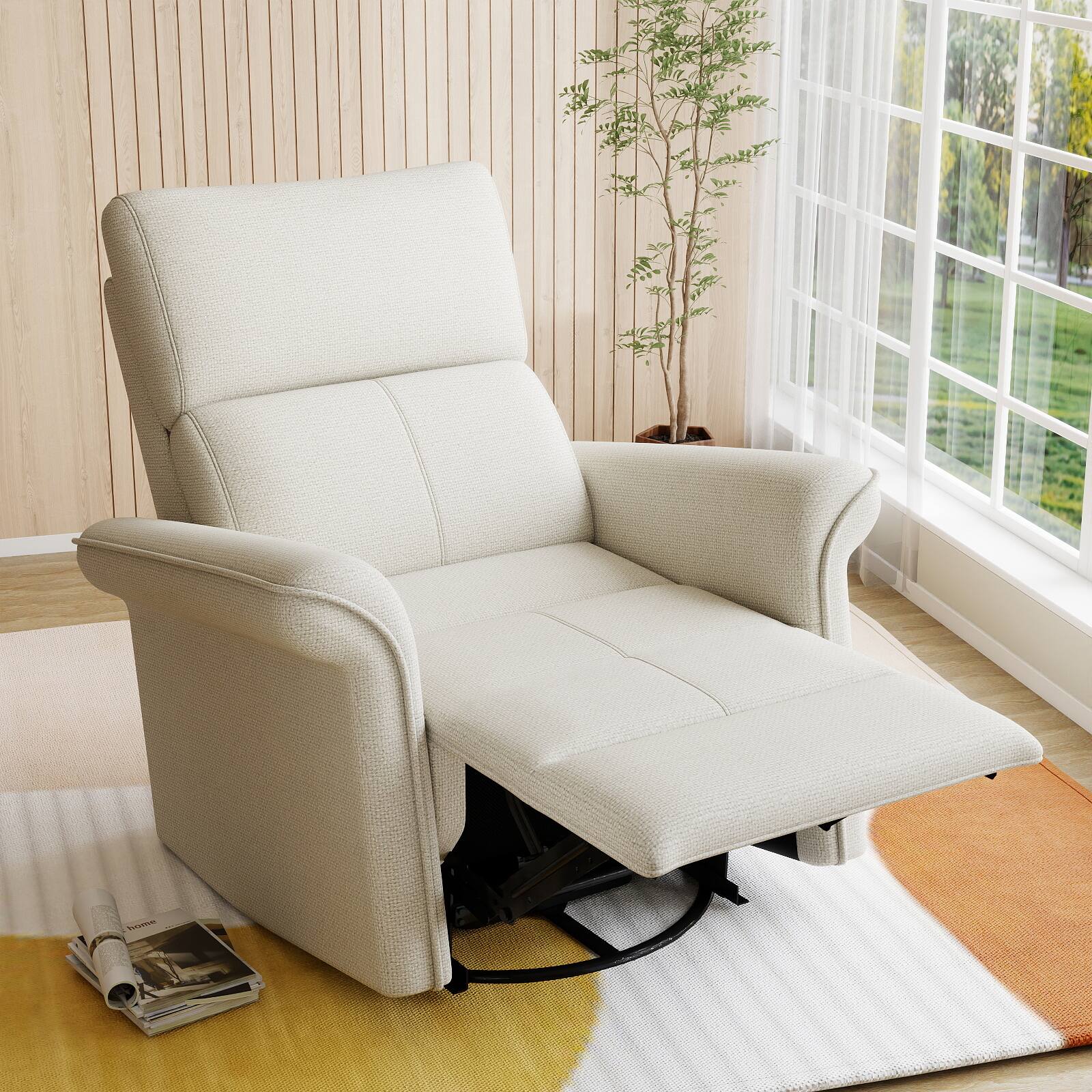 Alt View 6. TinyHomie - Power Swivel Rocker Recliner Chair for Adults Rocking Glider Recliner Fabric Rocking Chair - Gray.
