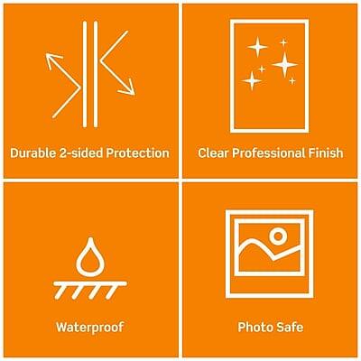 Durable 2-sided Protection  
Clear Professional Finish  
Waterproof  
Photo Safe