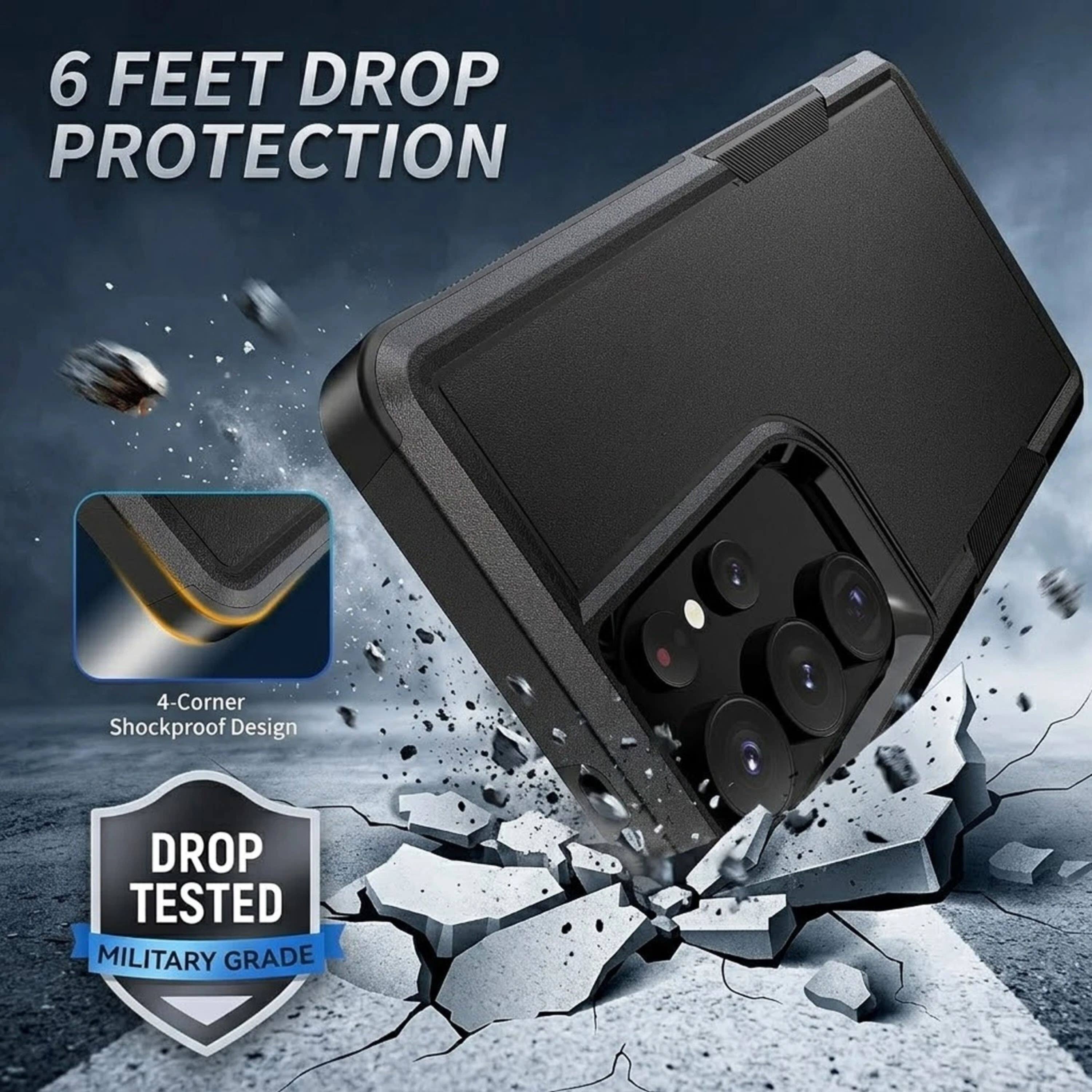 6 Feet Drop Protection  
4-Corner Shockproof Design  
Drop Tested Military Grade