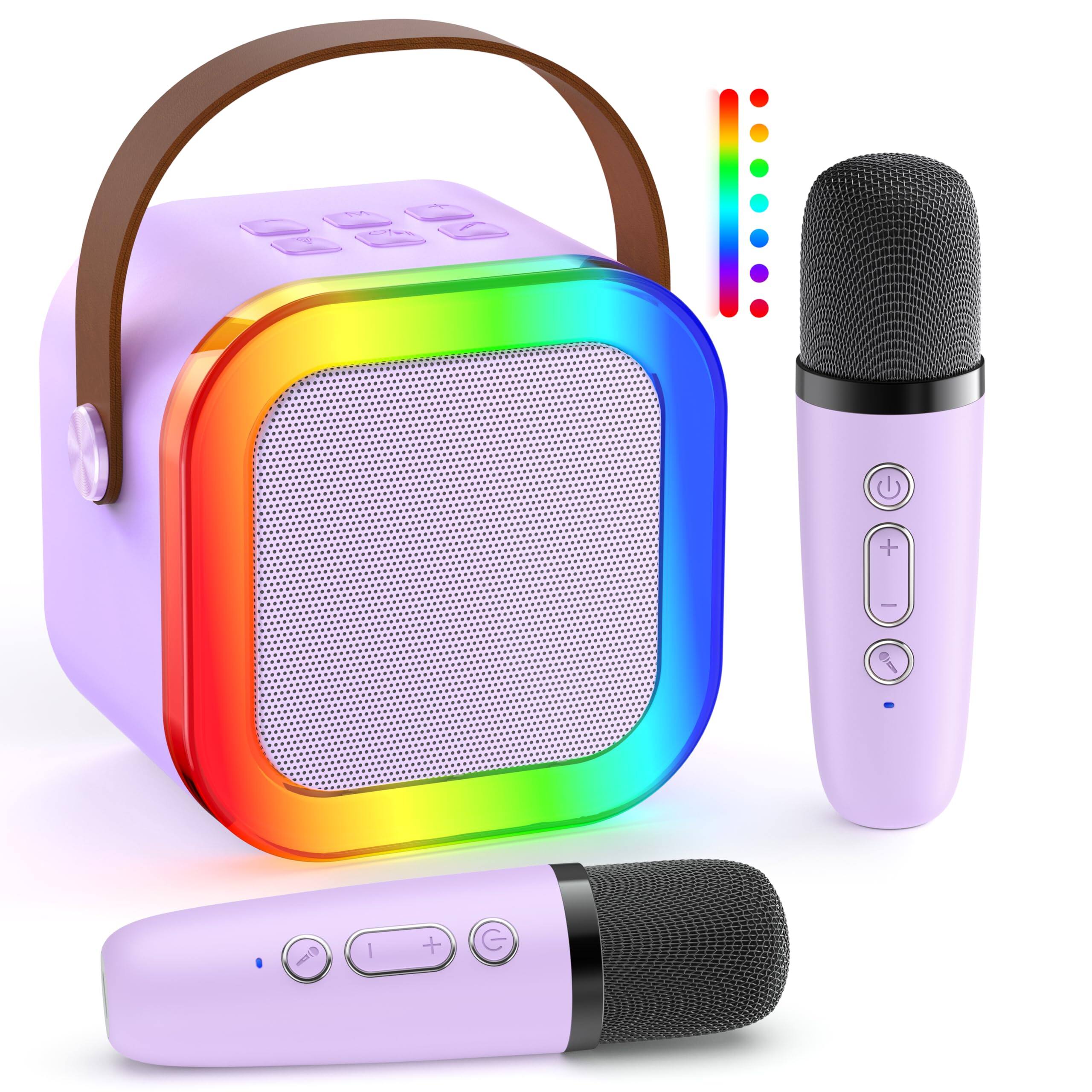 Front. Pacoar Cade - Light Mini Karaoke Machine: Machine With 2 Wireless Microphones And Light For Family Home Party - Portable Singing - Purple.