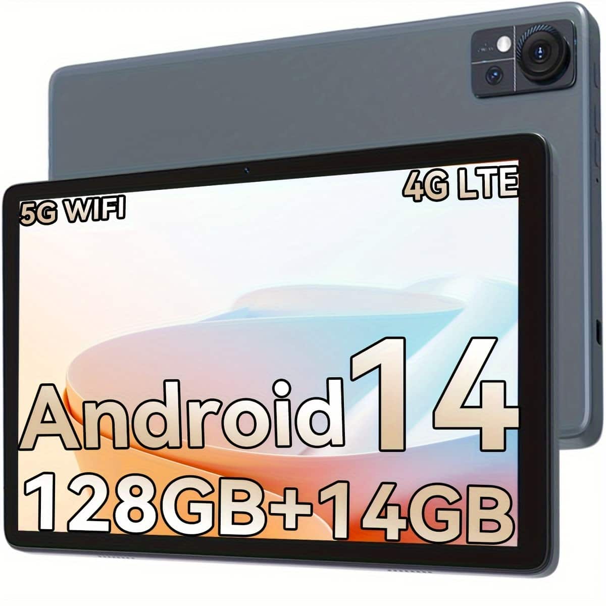 Qukenk - 2026 Android Tablet,128GB ROM 14GB RAM,10.1inch Tablet, Octa-Core, Dual Camera,1TB Expand, Touch Screen - Gray