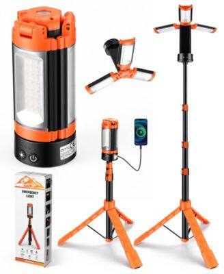 Alt View 7. Sugift - Rechargeable Camping Work Light With Detachable Stand 6.5 ft Max Height 3 LED Lamp Heads 2500 Lumens - Orange.