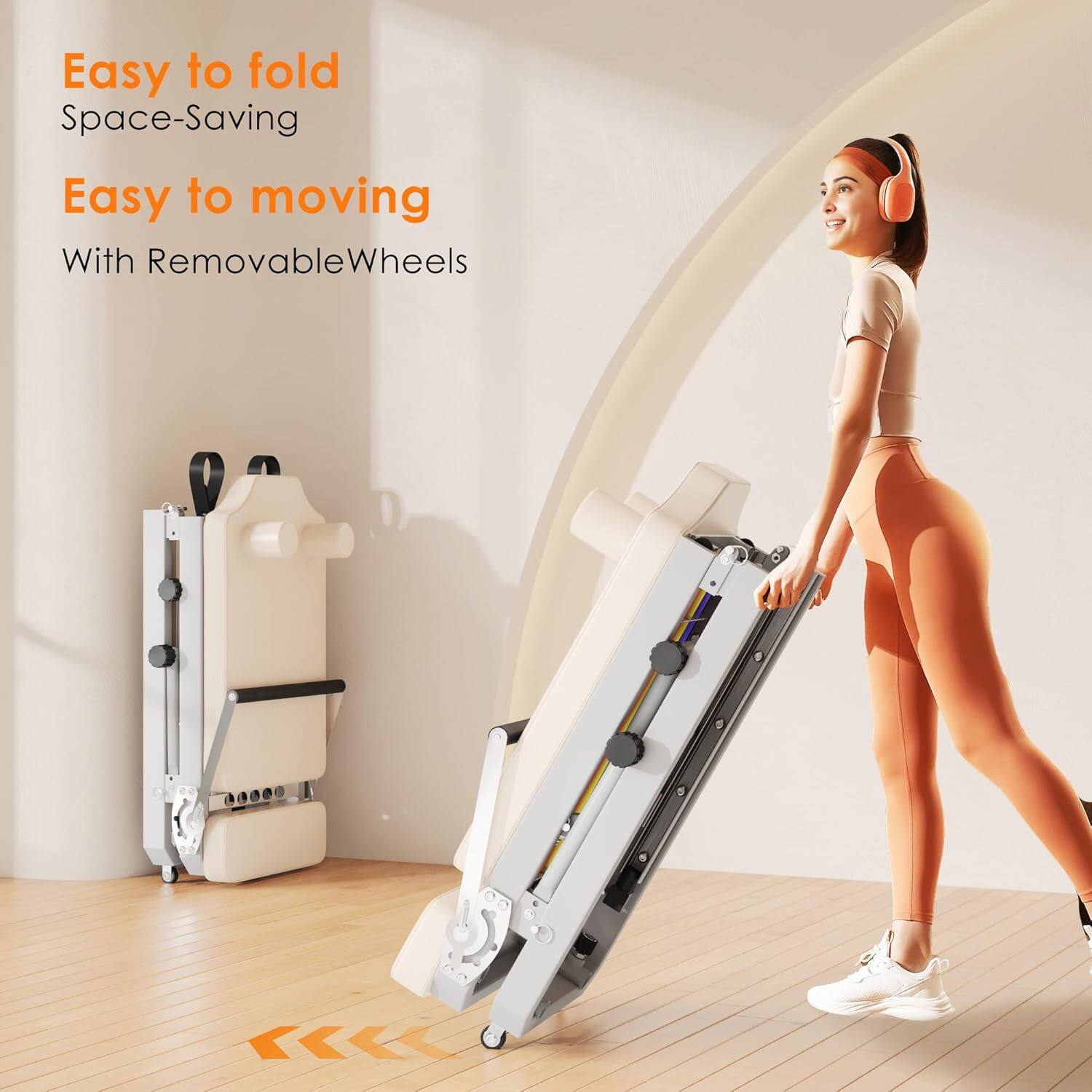 Easy to fold  
Space-Saving  
Easy to moving  
With Removable Wheels