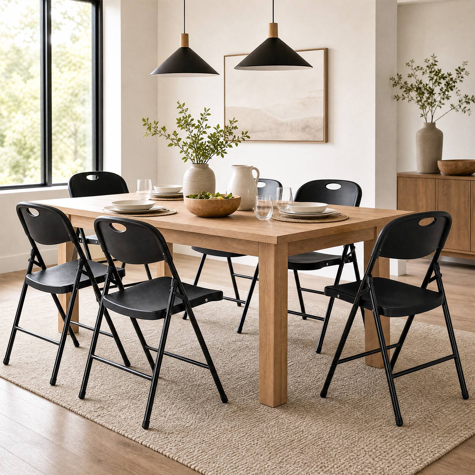 Alt View 1. Costway - Costway Foldable Plastic Chairs Set of 12 with Curved PP Seat Ergonomic Backrest Metal Legs - Black.
