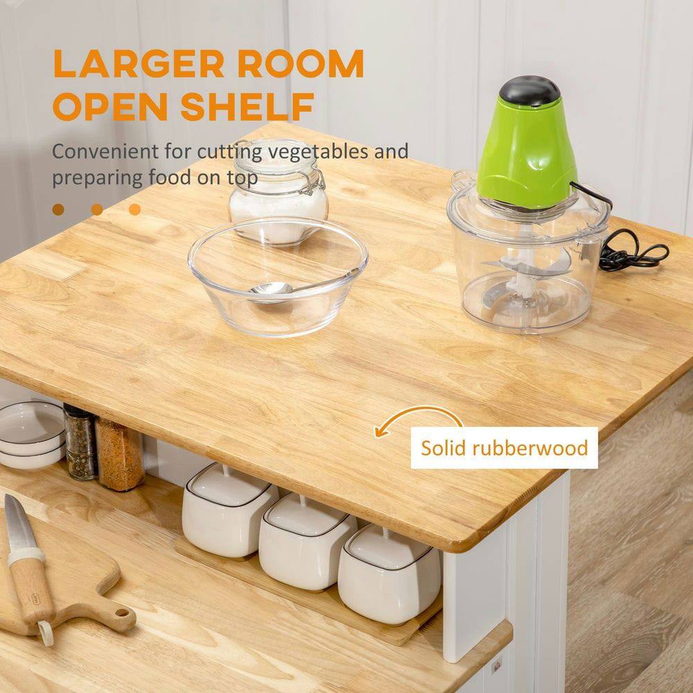 LARGER ROOM OPEN SHELF  
Convenient for cutting vegetables and preparing food on top  
Solid rubberwood