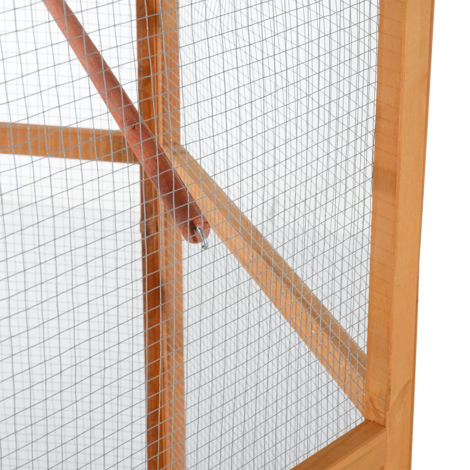 Alt View 4. Pawhut - 69" Large Wooden Hexagonal Outdoor Aviary Flight Bird Cage With Covered Roof.