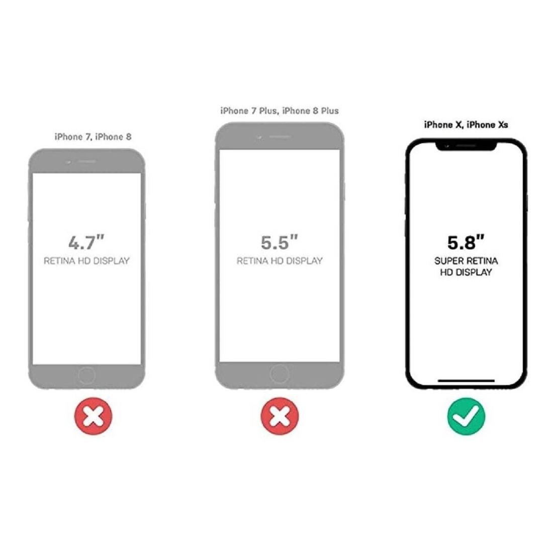 iPhone 7, iPhone 8, iPhone 7 Plus, iPhone 8 Plus, iPhone X, iPhone Xs

4.7" RETINA HD DISPLAY

5.5" RETINA HD DISPLAY

5.8" SUPER RETINA HD DISPLAY