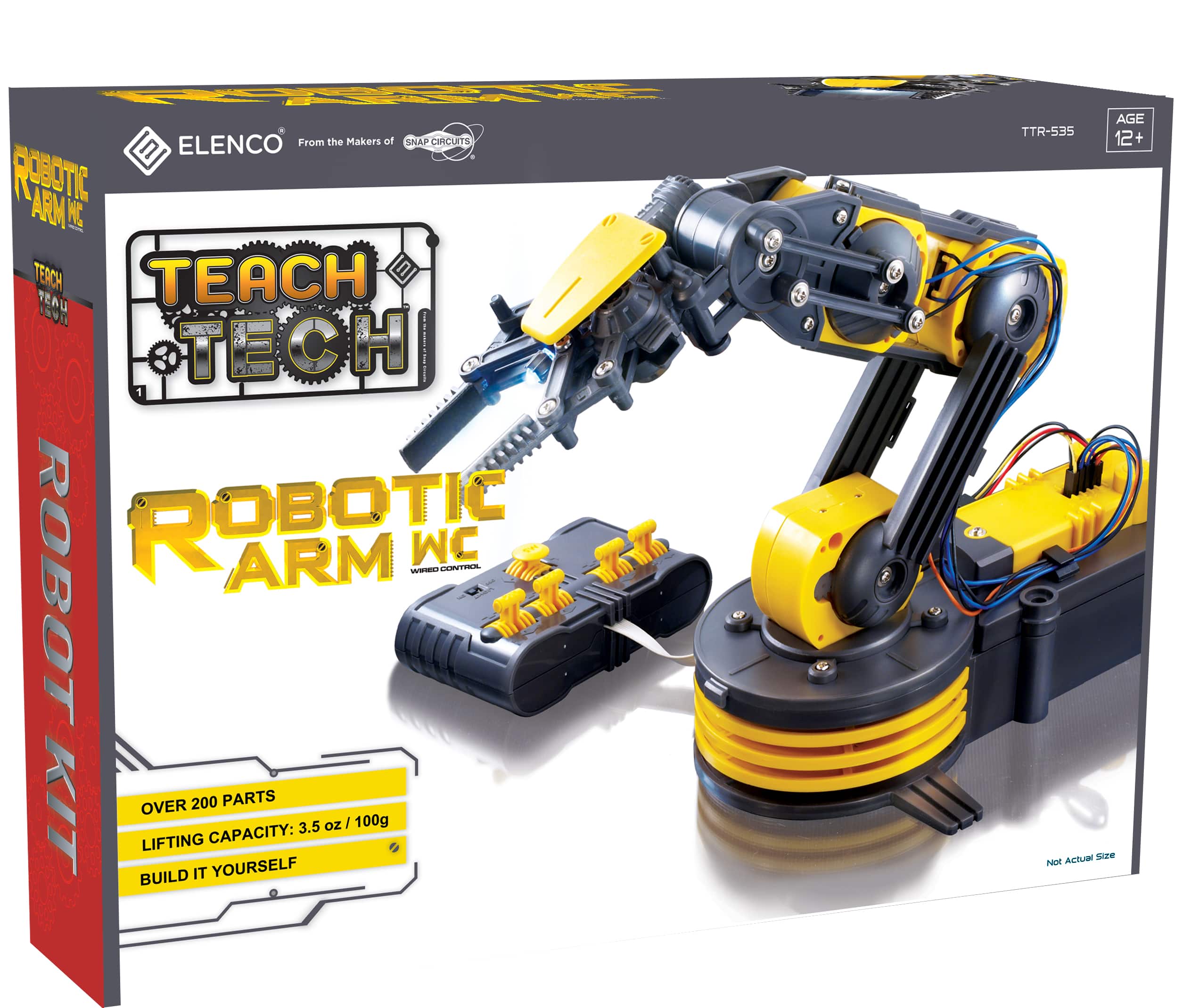 ELENCO Teach Tech Robotic Arm Kit - Over 200 Parts - 3.5 oz - 100g Lifting Capacity - Build It Yourself - Age 12+