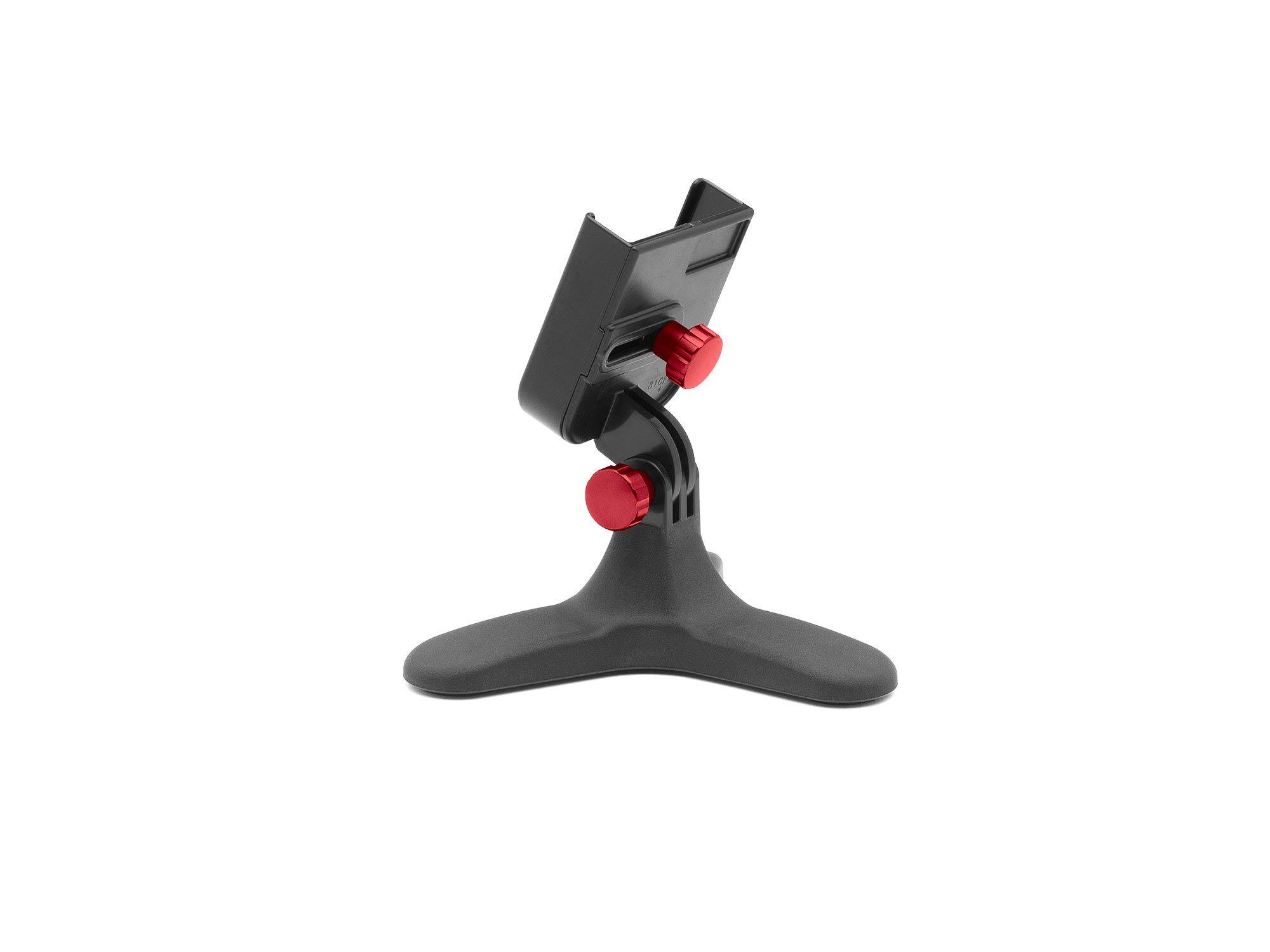 Front. WeatherTech - DeskFone | Adjustable & Secure Fit Universal Desktop Cell Phone Holder – Black Body – Red Metal Knobs - Black/Red Metal.