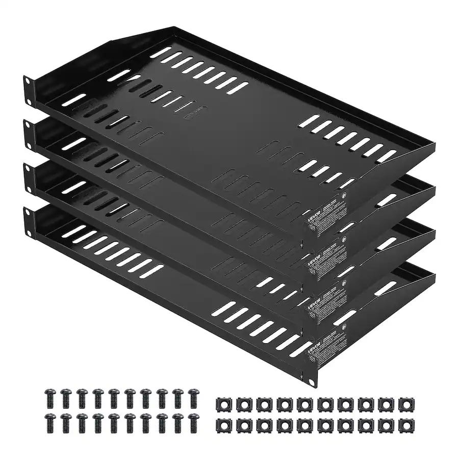 Spt Racks VEVOR 1U Server Rack Shelf, 4 PCS, 50 lbs Max Load Bearing Vented ...