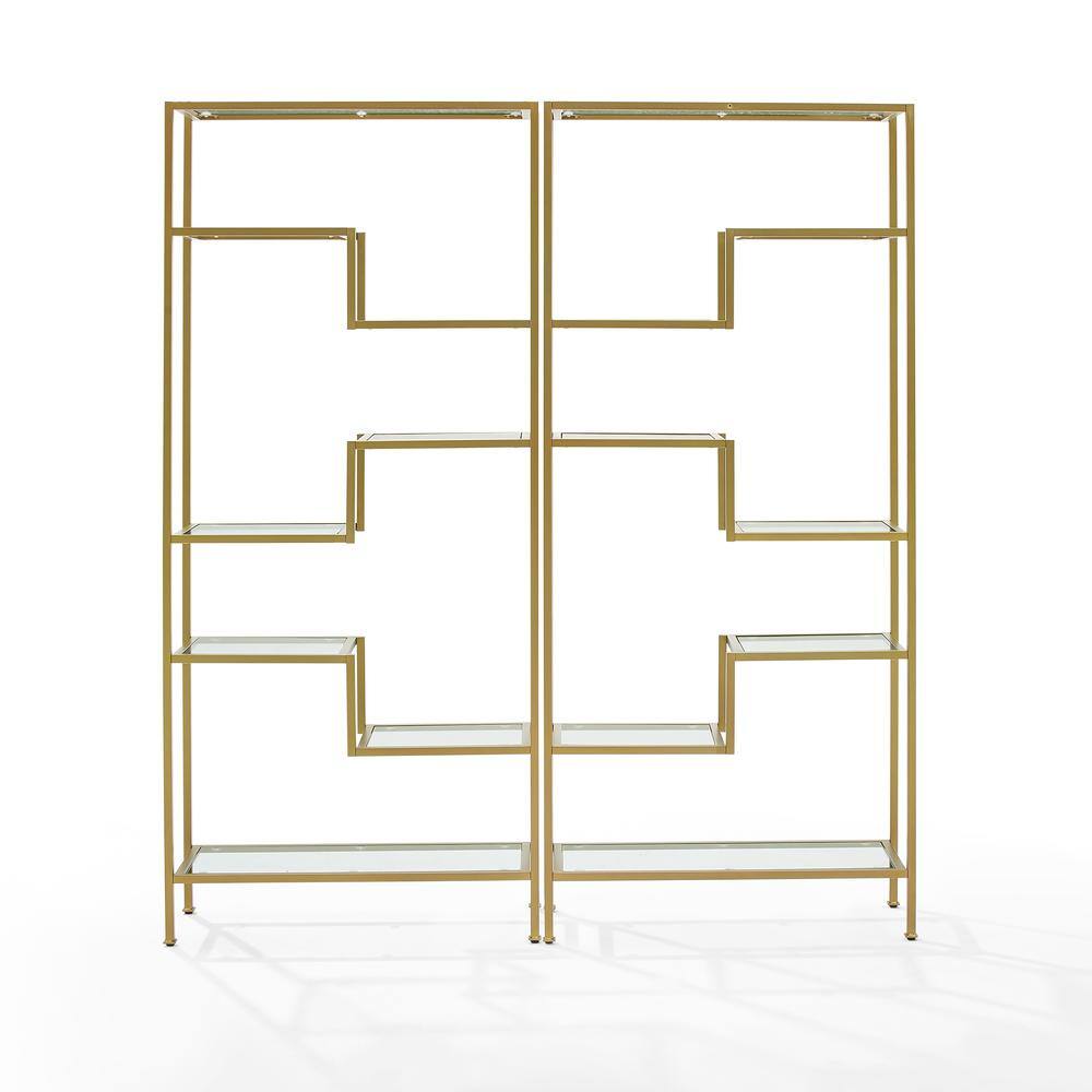 Alt View 1. Crosley Furniture - Sloane 2-Piece Etagere Bookcase Set - 2 Etageres - Gold.