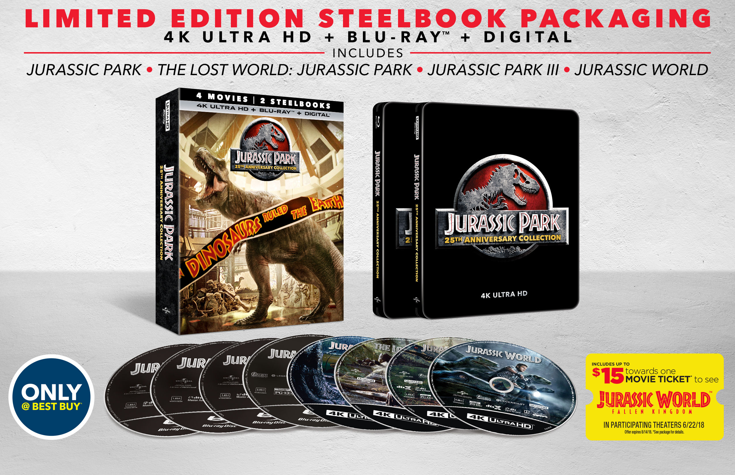 Best Buy: Jurassic Park: 25th Anniversary Collection [SteelBook] [4K Ultra  HD Blu-ray] [Only @ Best Buy]
