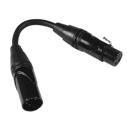 Front. HQRP - DMX 3-Pin XLR Female to 5-Pin XLR Male Adapter Cable 6 in Stage Lighting Turnaround - Black.