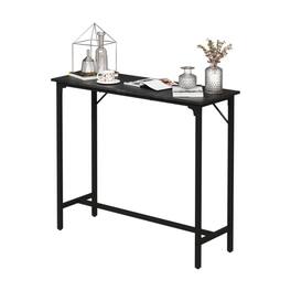 Winado - 43"-71" Wooden Top Bar Long Counter Height Pub Table with Robust Metal Frame and Easy-Clean Surface Scratch for Bar - Black-43"x39"x15"