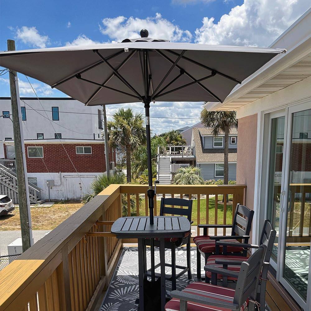 Angle. PURPLE LEAF - 6' X 9' Rectangle Patio Market Umbrella with Base Outdoor Table Umbrella Tilt Aluminum Frame Sun Shade for Garden - Light Gray.