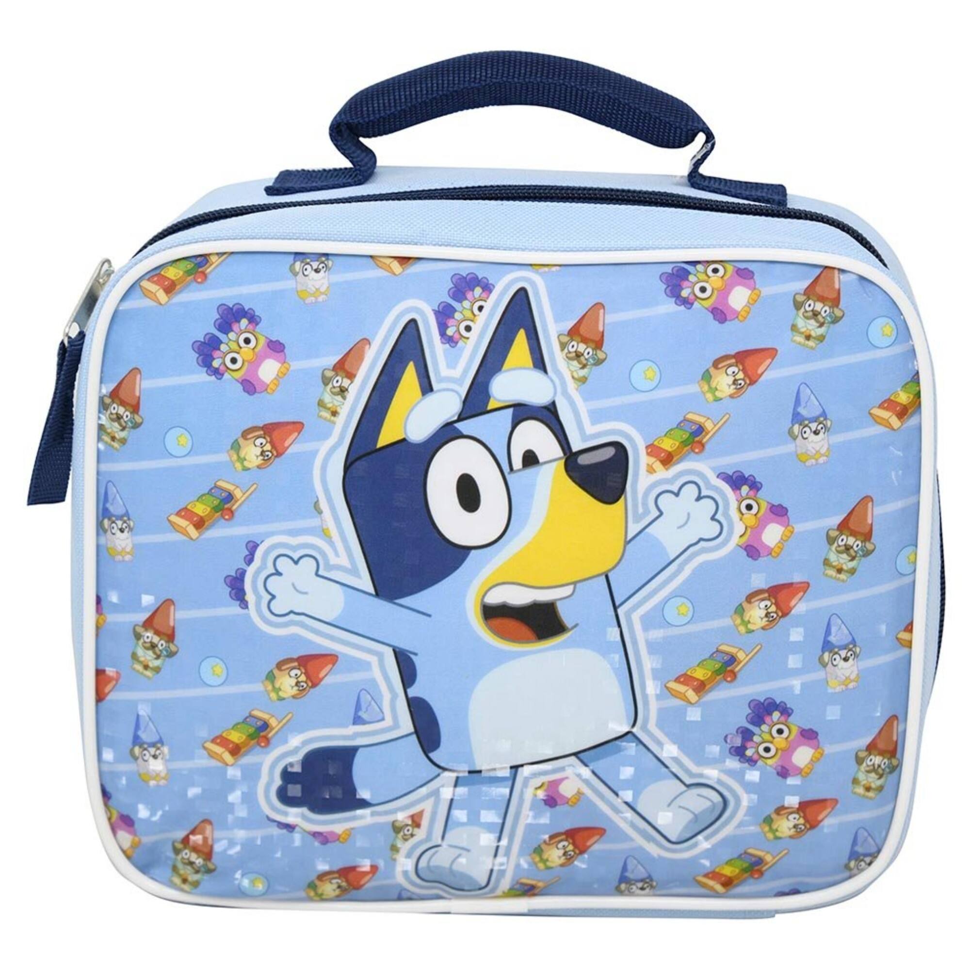 Front. Disney - Fast Forward Bluey Rectangle Lunch Bag, Hello Bluey and Mini Character - Assorted Pre-Pack.