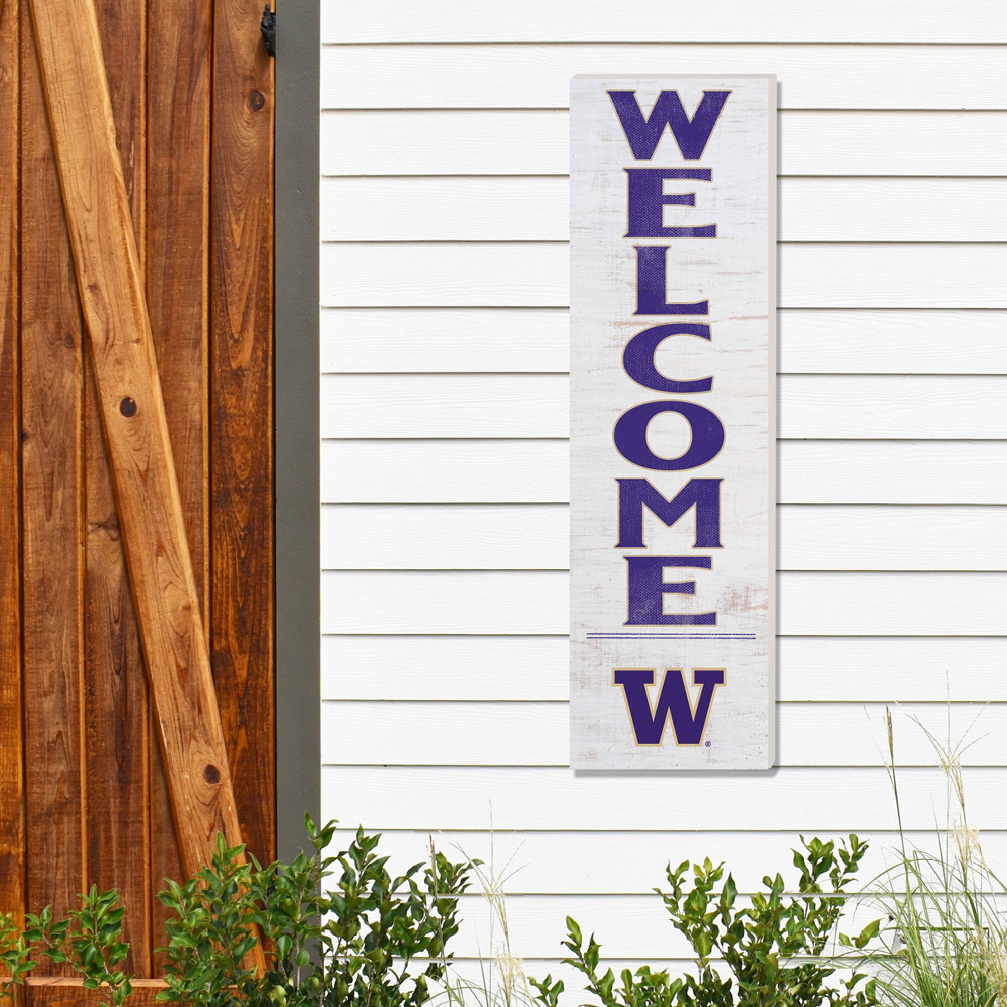 Alt View 1. Jardine - Washington Huskies 10'' x 35'' Indoor/Outdoor Welcome Sign - White.
