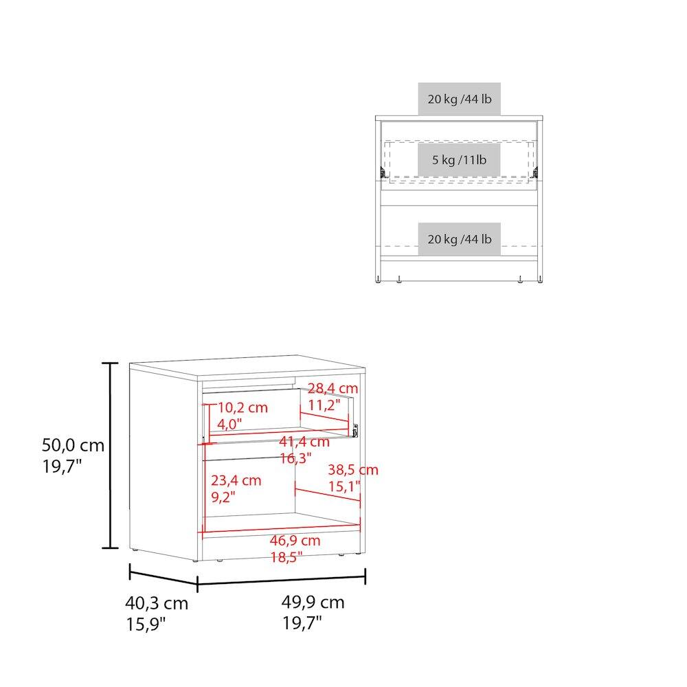 20 kg / 44 lb  
5 kg / 11 lb  
20 kg / 44 lb  

50,0 cm  
19,7"  

28,4 cm  
11,2"  

10,2 cm  
4,0"  

41,4 cm  
16,3"  

38,5 cm  
15,1"  

23,4 cm  
9,2"  

46,9 cm  
18,5"  

40,3 cm  
15,9"  

49,9 cm  
19,7"