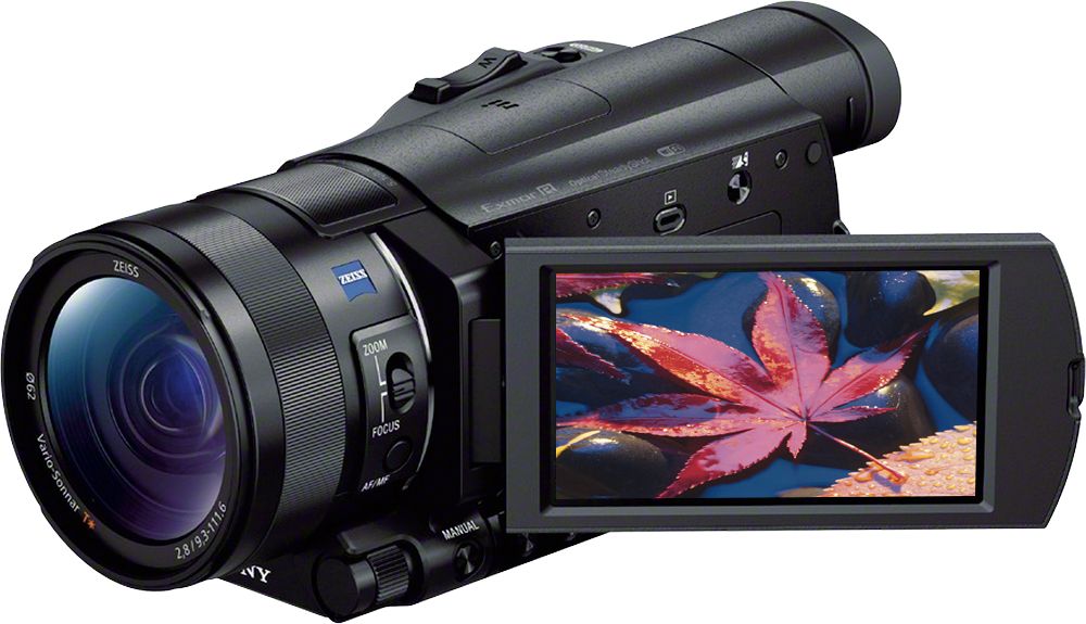 Angle View: Sony - AX100 4K HD Flash Memory Premium Camcorder - Black