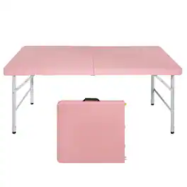 ELEMENT ACE - 4ft Folding Table, Portable Plastic Table for Camping, Picnics, Parties, High Load Bearing Foldable Table - Pink