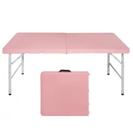 Front. ELEMENT ACE - 4ft Folding Table, Portable Plastic Table for Camping, Picnics, Parties, High Load Bearing Foldable Table - Pink.