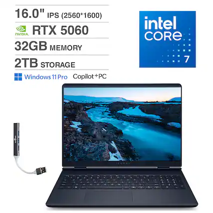 16.0" IPS (2560*1600)
NVIDIA RTX 5060
32GB MEMORY
2TB STORAGE
Windows 11 Pro
Copilot+PC
intel CORE 7