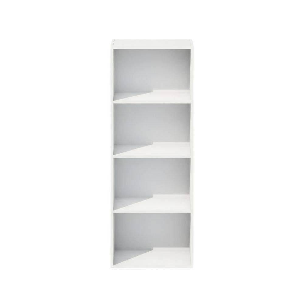 Back. FurniFact - Wood 4-Tier Open Shelf Closet and Clothing Storage Organizer - White.