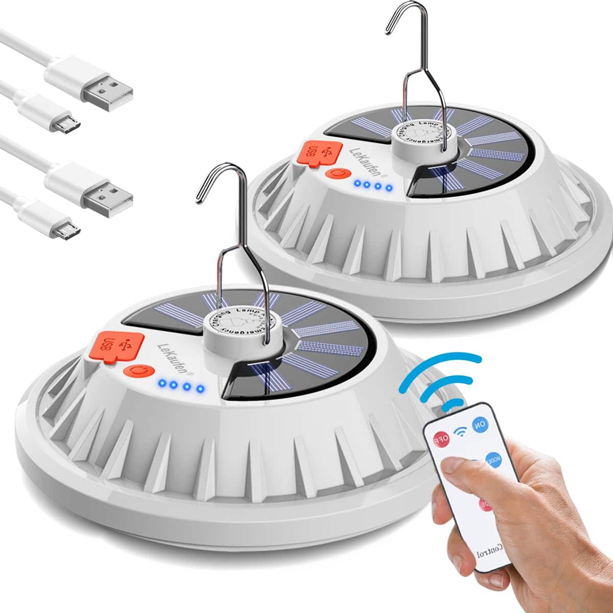 VEGA AUTOMOTIVE - Usb Solar Camping Light Remote Tent 4000lm Portable Rechargeable Lantern Hanging Waterproof Emergency For - 2