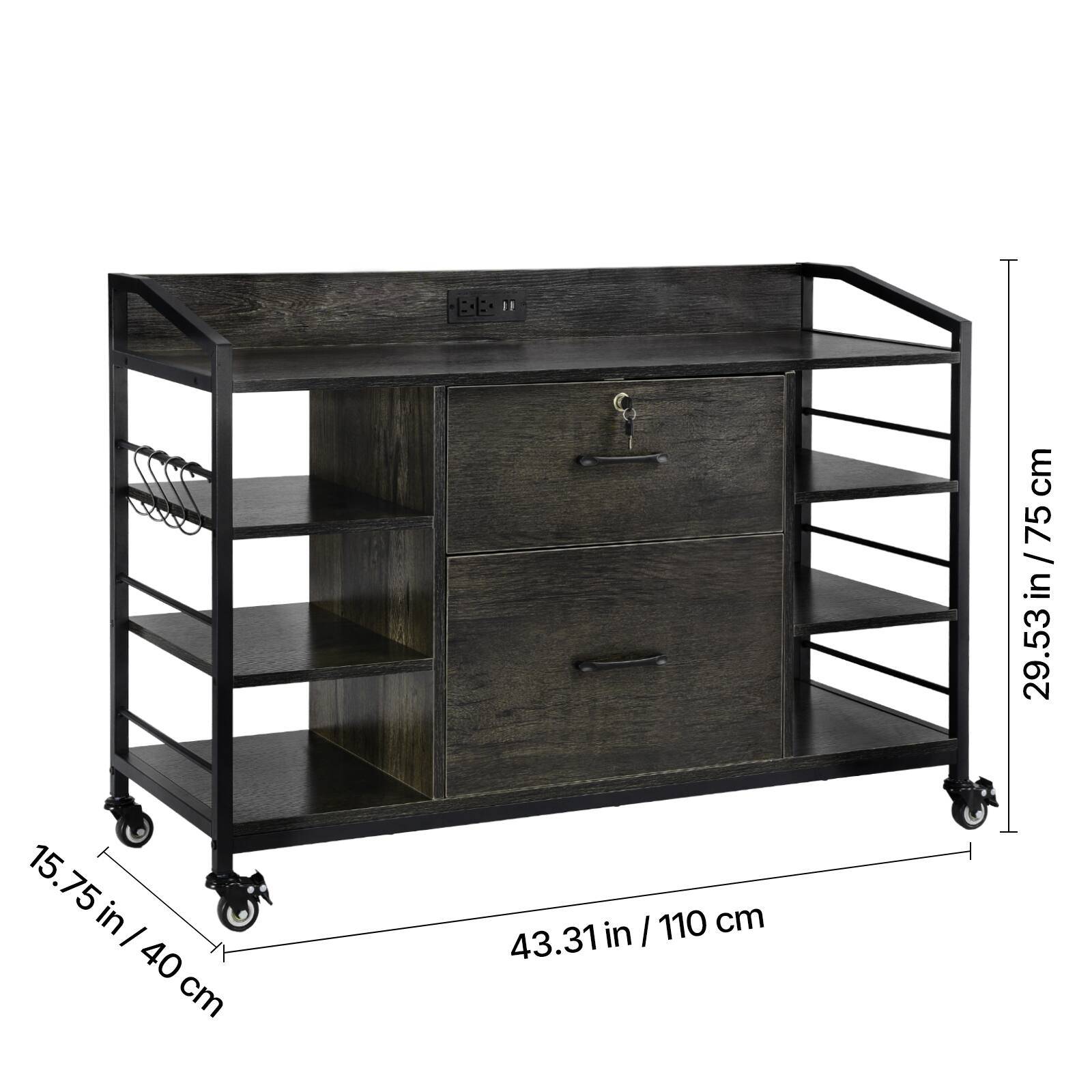 - Height: 29.53 in / 75 cm
- Width: 43.31 in / 110 cm
- Depth: 15.75 in / 40 cm